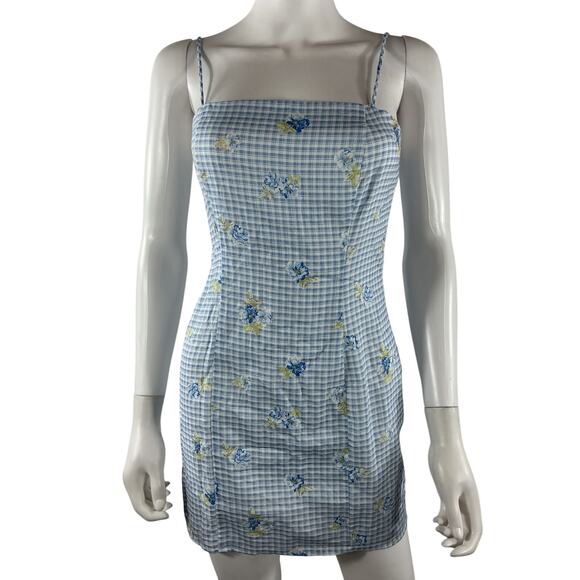 Majorelle Gingham Light Blue Pearson Mini Dress Size XS - Picture 2 of 4